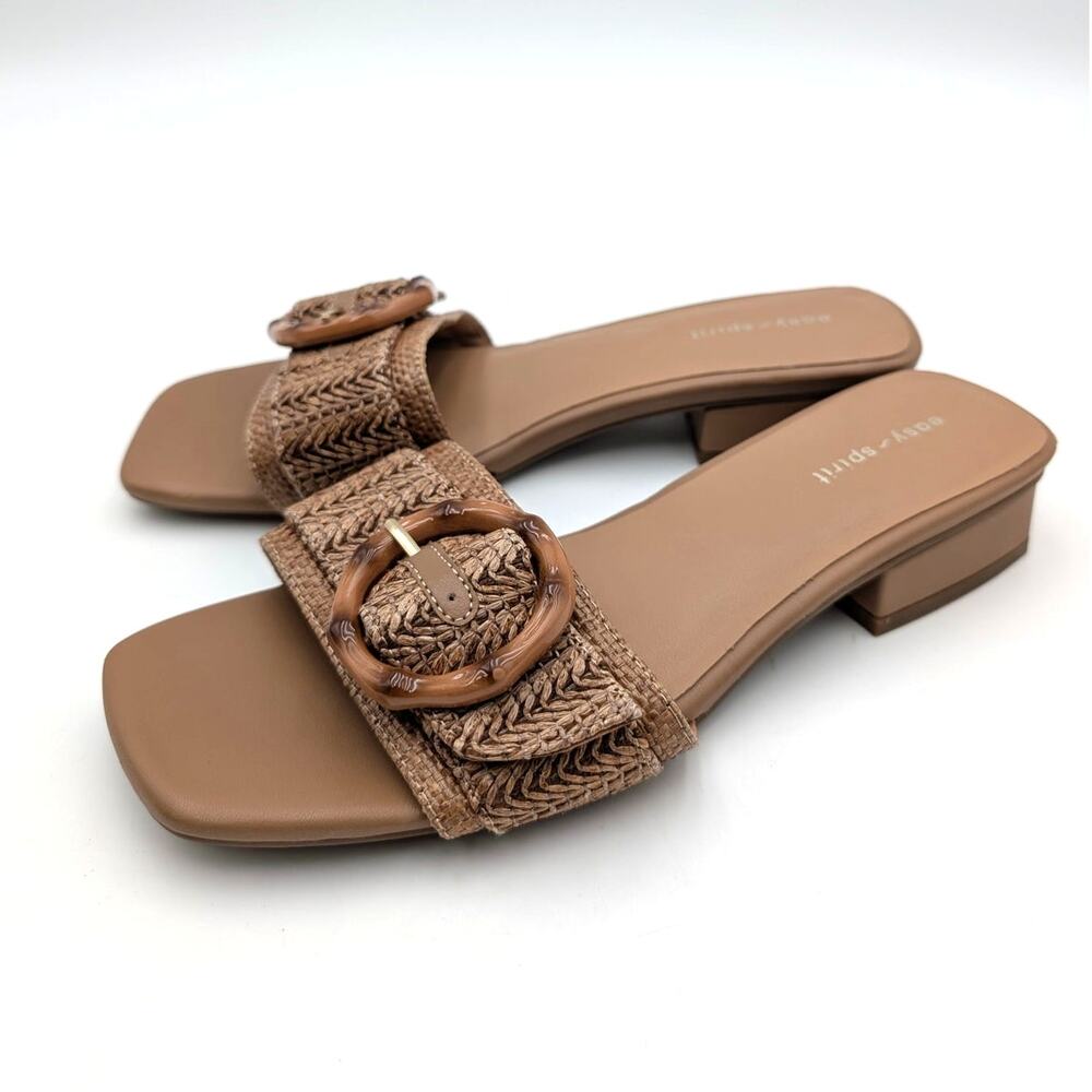 Easy Spirit Gwendolyn Block Heel Slide Sandals Women's Brown Size US7.5M EU37.5